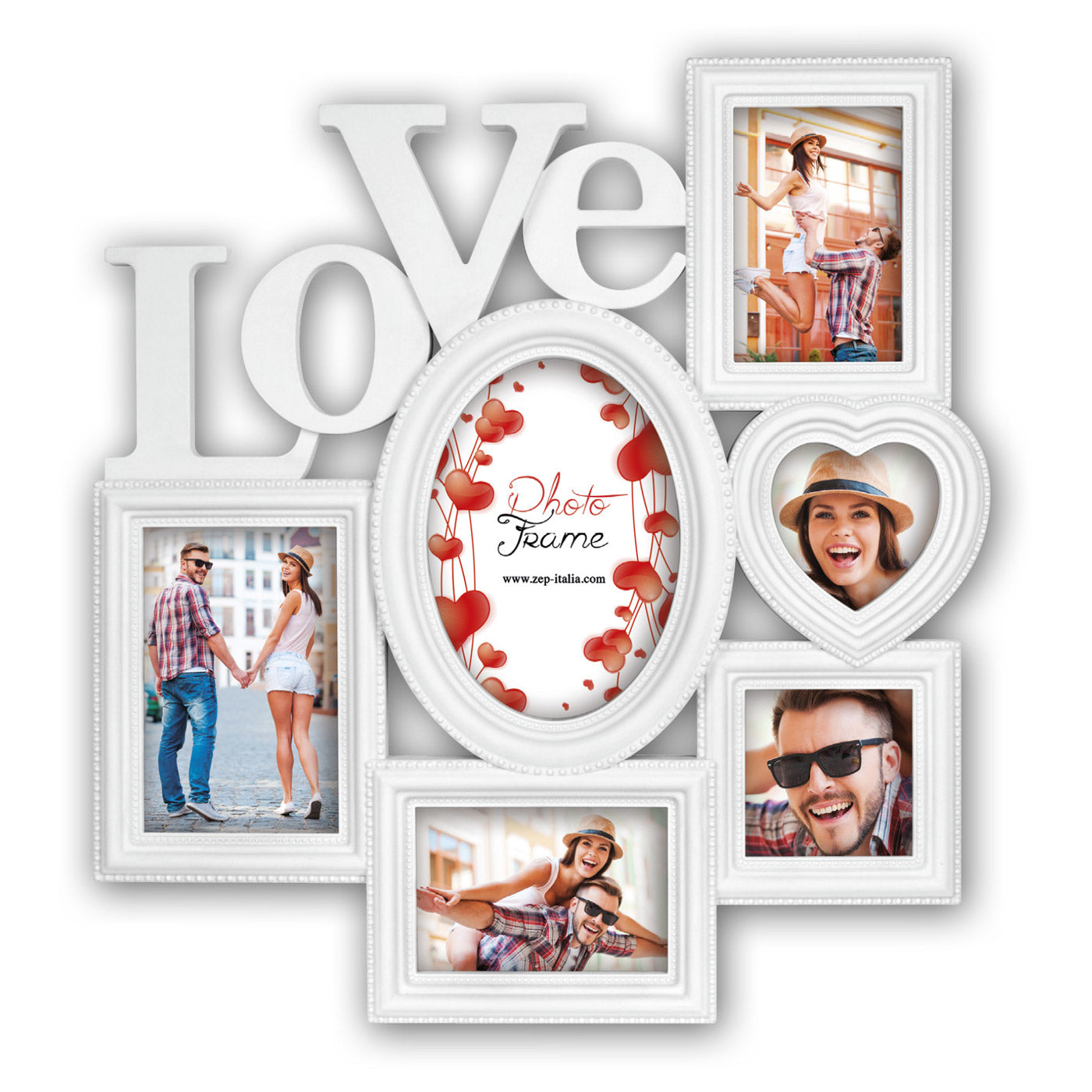 ZEP Badalona Love Collagerahmen – für 10 × 15 cm – Karton & Kunststoff, weiss