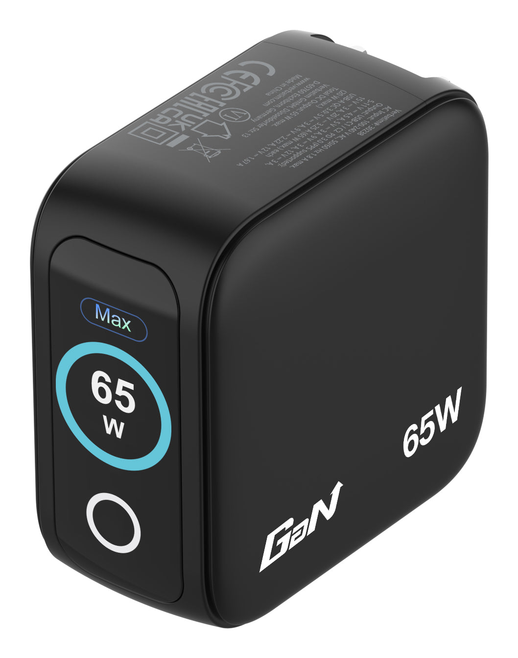 Verbatim 30238 USB-Ladegerät 65 W – USB-C×2, USB-A×1 – PD 3.0, PPS, QC 3.0 – GaN – EU/UK/US-Stecker – Schwarz