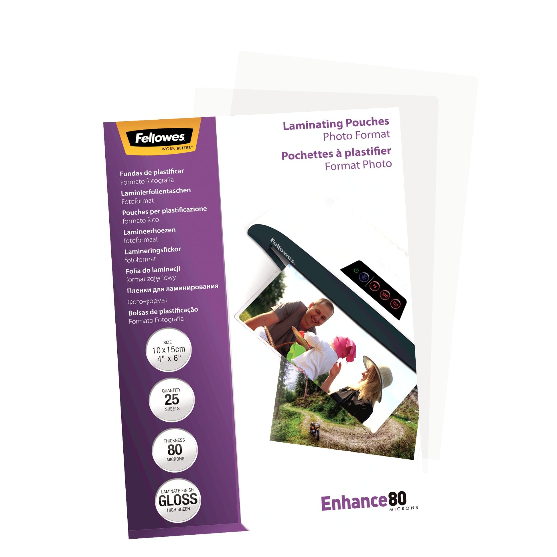 Fellowes Laminierfolien 166 × 108 mm – 80 µm, glänzend, 25 Stück