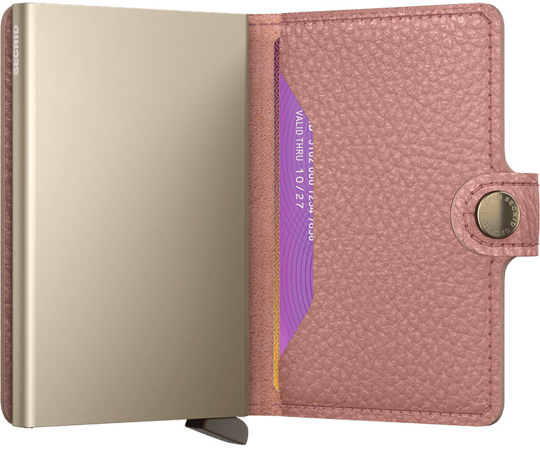Secrid Kartenetui Miniwallet – RFID-Schutz, 10 Karten – 65 × 21 × 102 mm – Pebble Rose – Leder
