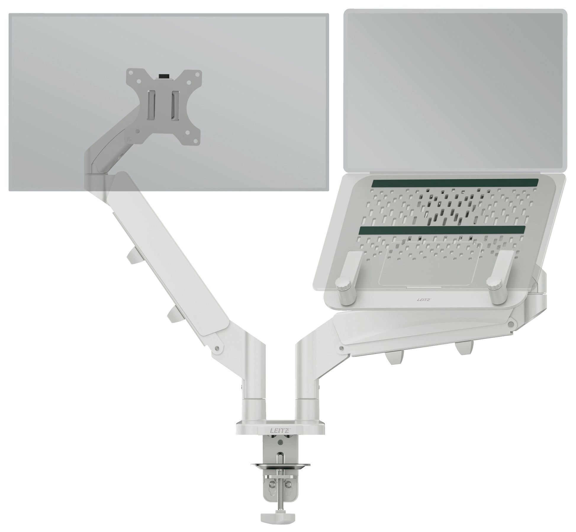 Leitz Ergo – Monitorarm – bis 32", VESA 100 × 100 mm, 9 kg, höhenverstellbar, hellgrau