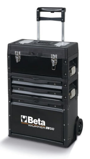 Beta BW 4300E/21 Werkzeugkoffer – bestückt, 212-teilig, mit Rollen, mit Griff, 4 Fächer, schwarz