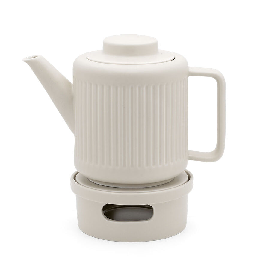Bredemeijer Teekanne – 1,2 l, 12,5 × 15,5 × 22,5 cm, Porzellan/Edelstahl, Weiss, mit Edelstahlfilter