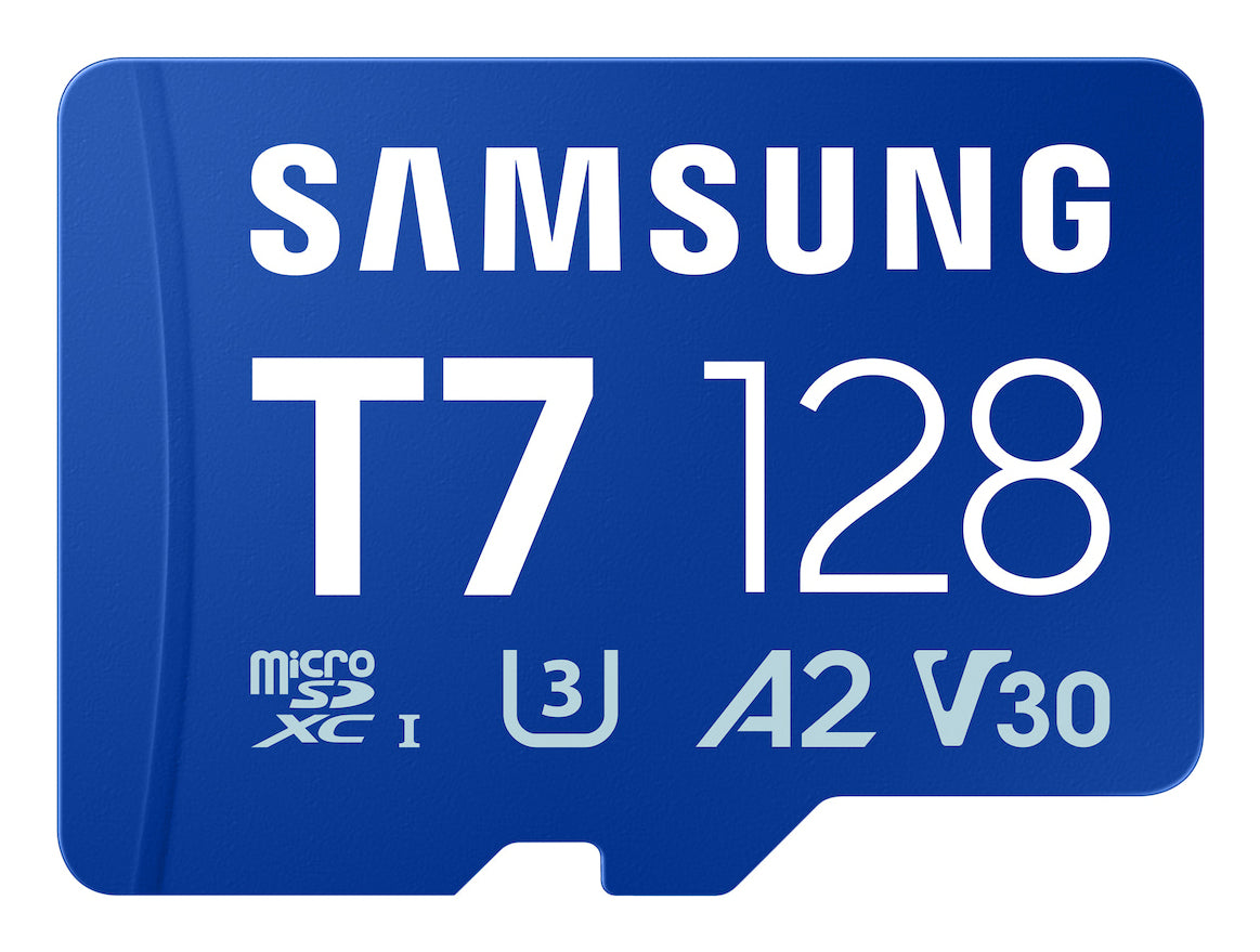 Samsung T7 microSDXC 128 GB – UHS-I, U3, V30, A2, 170 MB/s Lesen, Blau