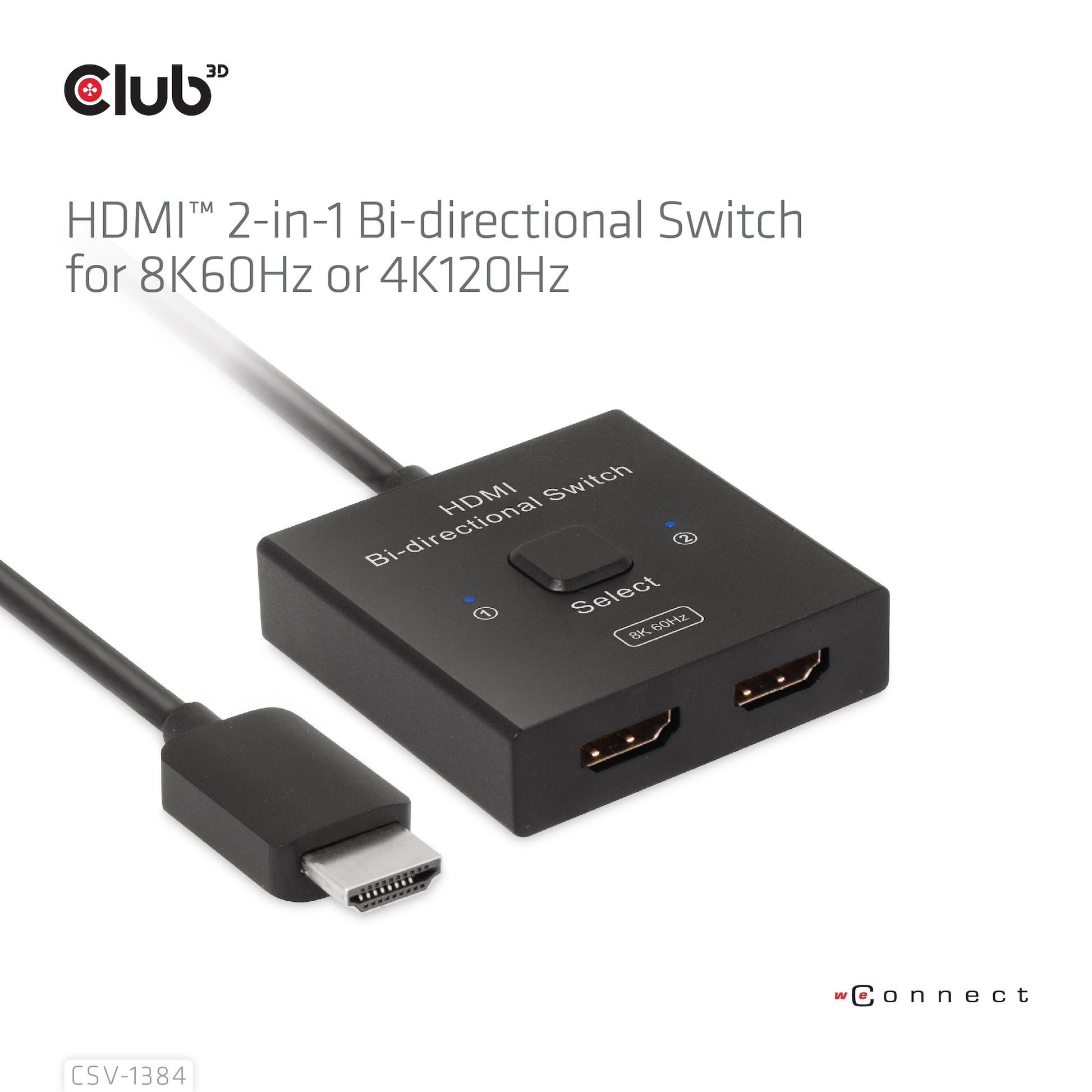 CLUB3D Club 3D CSV-1384 – HDMI Switch, 2×1, 8K@60 Hz
