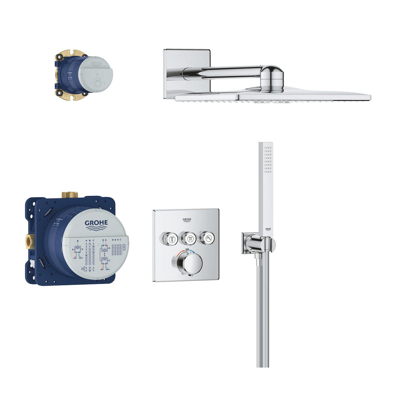 GROHE Badebatterie (Unterputz) SmartControl – Thermostat, Kunststoff/Chrom, Silber