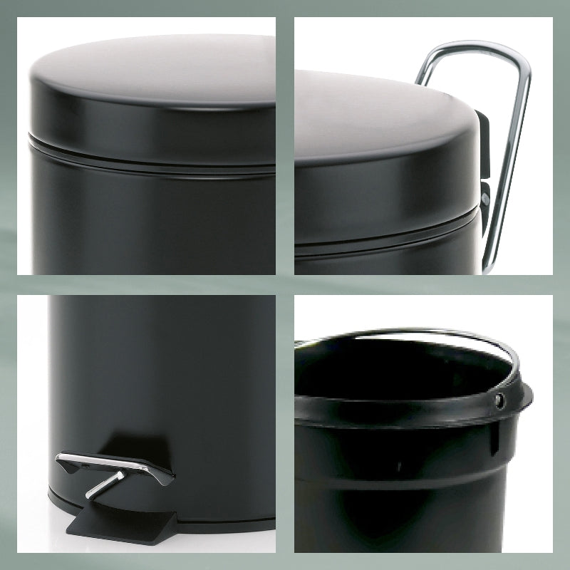 Kela Tisch-Abfallbehälter Monaco – 3 l – mit Deckel – Metall, schwarz – Ø 170 × H 260 mm