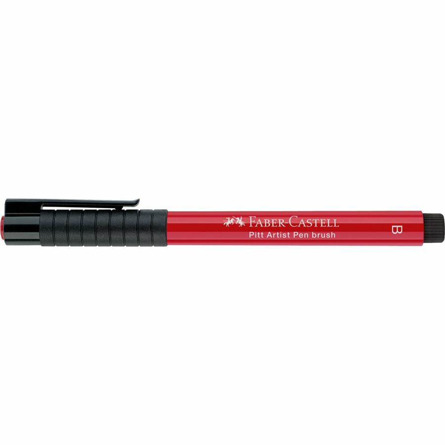 Faber-Castell Pitt Artist Pen Pinselstift – Pinselspitze, 2,5 mm, pigmentiert, wasserfest, tiefes Scharlachrot
