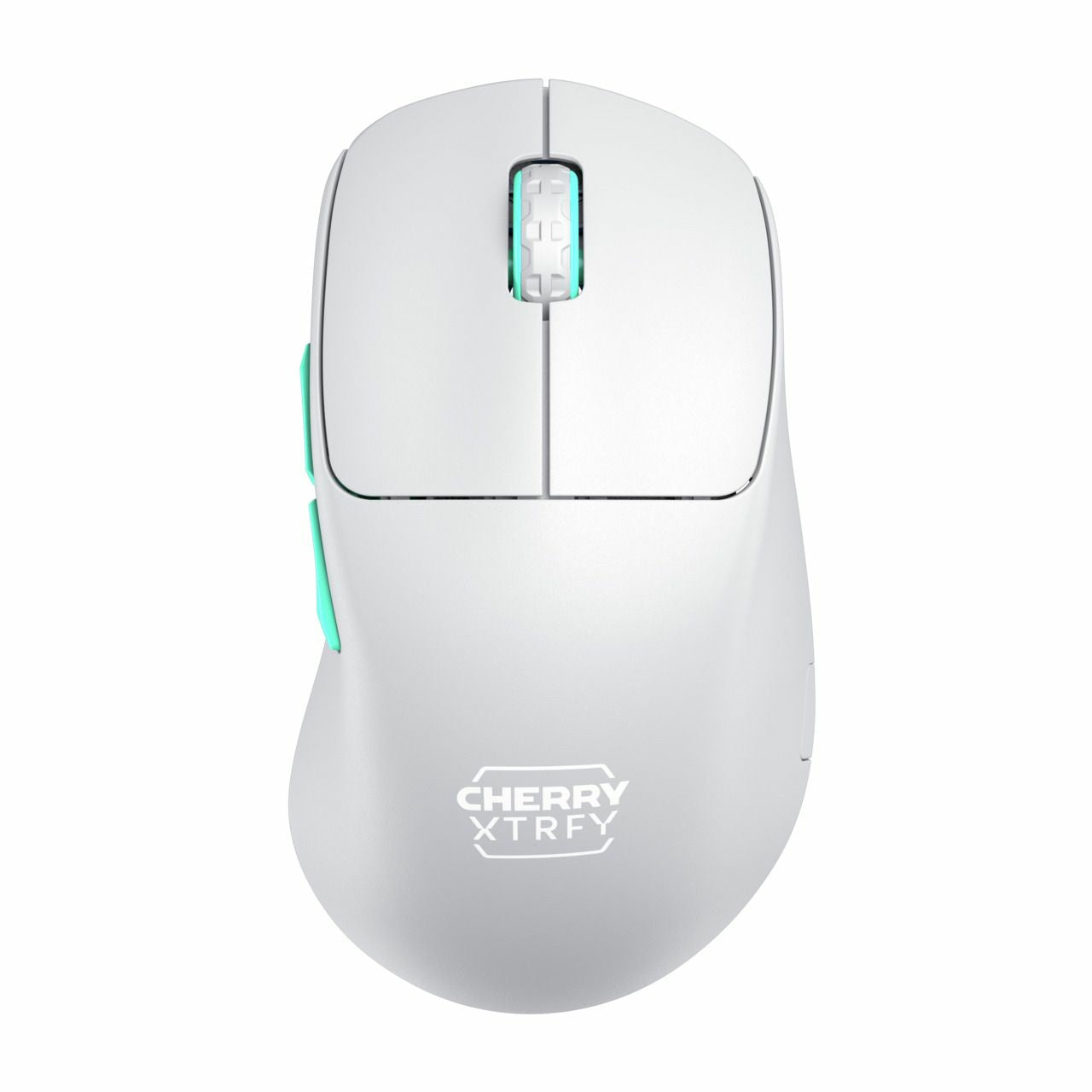 CHERRY XTRFY M64 Wireless – Gaming-Maus – Kabellos (2,4 GHz), 26000 DPI, Weiss, Türkis