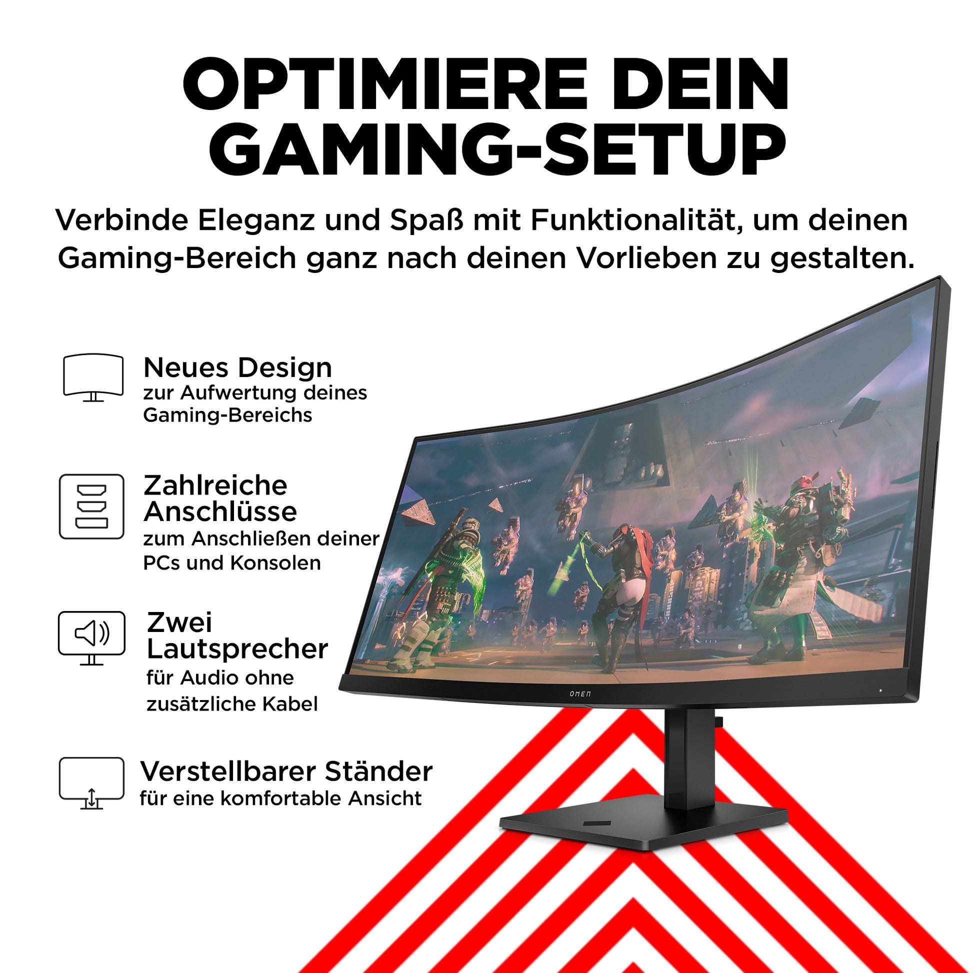 HP OMEN 34C – Monitor, 34", 2560 × 1440 (WQHD), Gebogen, 165 Hz