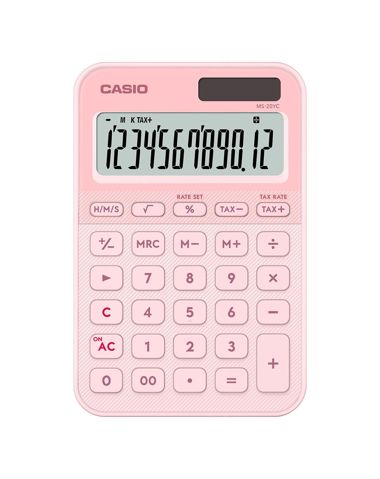 Casio Tischrechner MS-20YC – 12-stellig – Solar/Batterie – Hellrosa