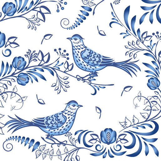 Paper + Design Servietten Porzellan Vogel – Mehrfarbig – 33 × 33 cm, 3-lagig – 20 Stück
