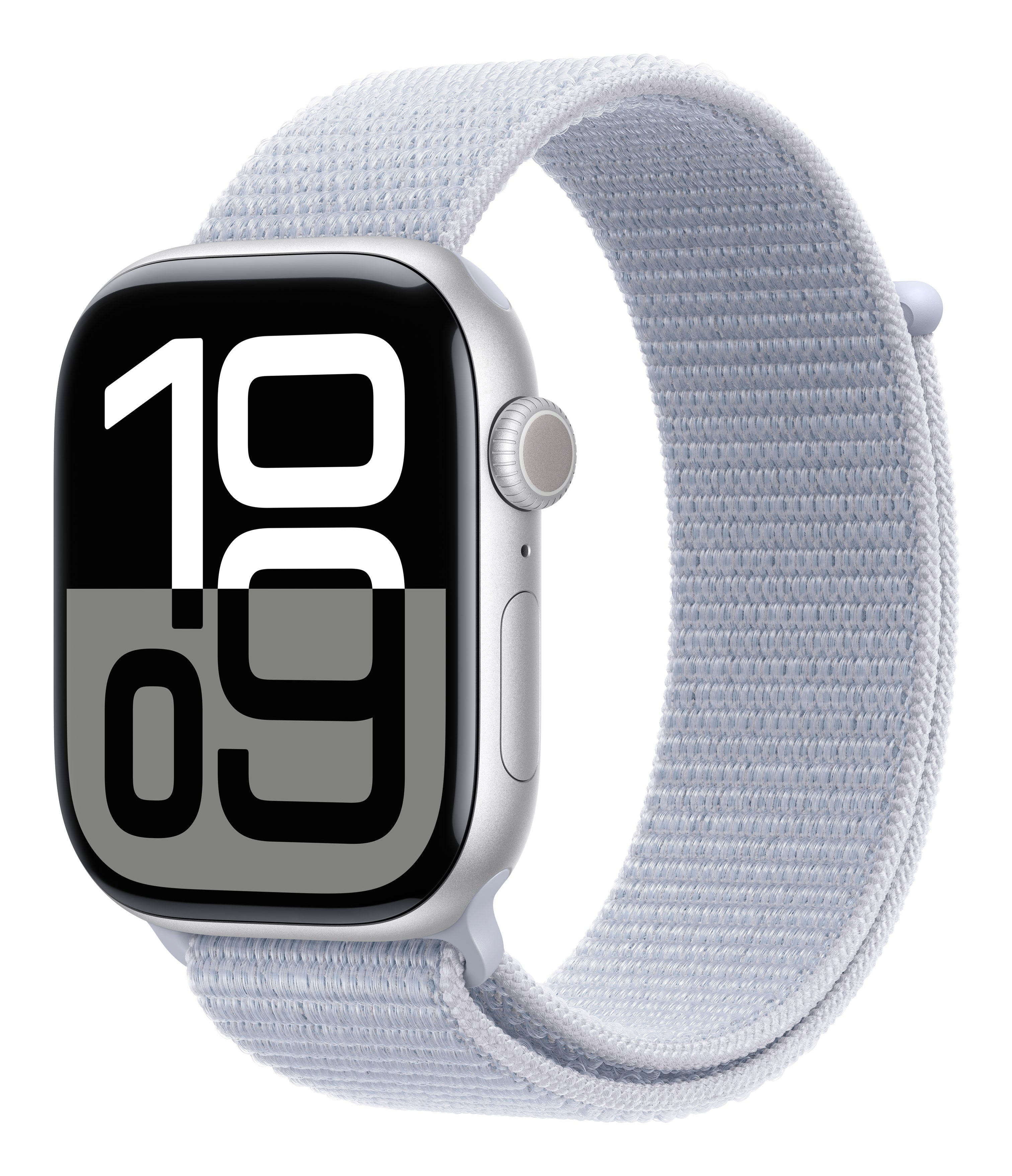 Apple Watch S10 – Smartwatch – 46 mm, LTE, OLED, 50 m, IP6X, Silber Aluminium, Blue Cloud Sport Loop