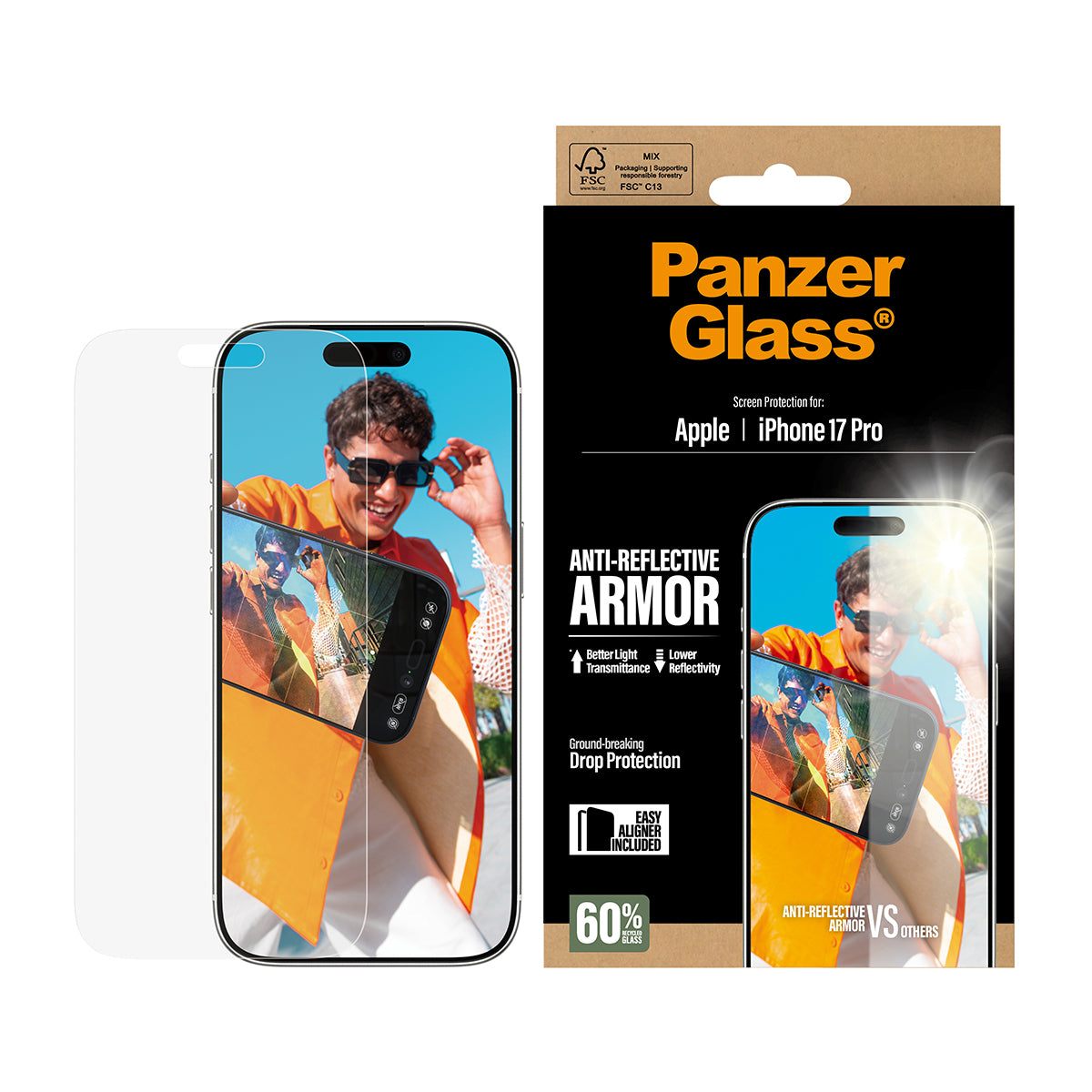 PanzerGlass Anti-Reflektierende Armor – für Apple iPhone 17 Pro – stossfest