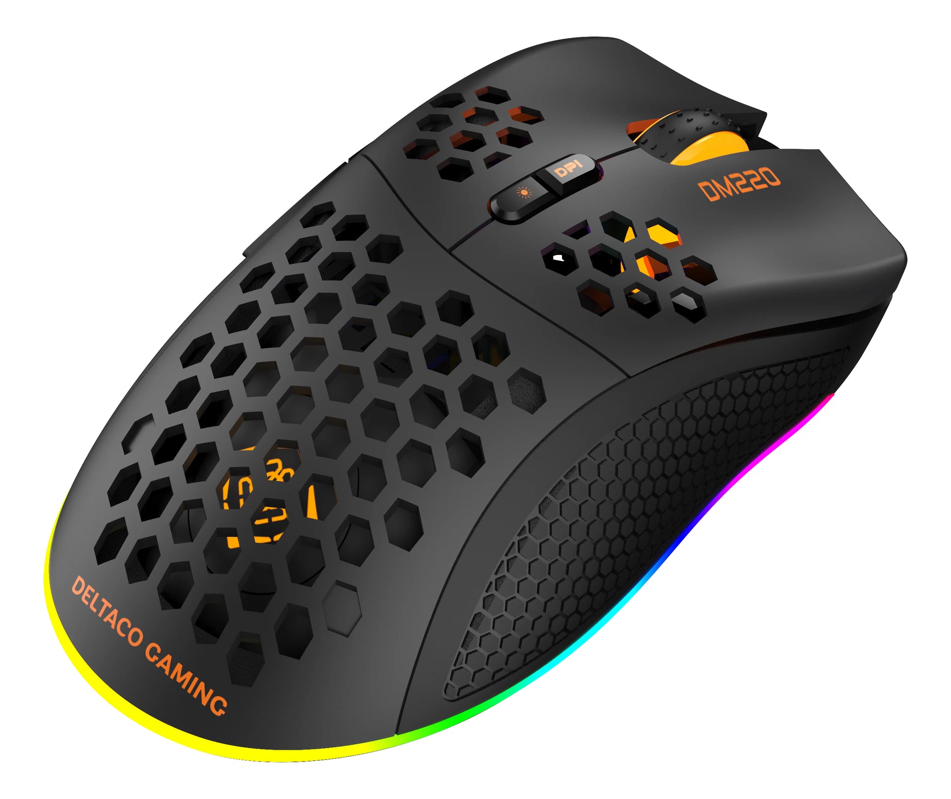 Deltaco Gaming DM220 – Gaming-Maus – Kabellos (Bluetooth/2,4 GHz), RGB-Beleuchtung, rechts, Schwarz