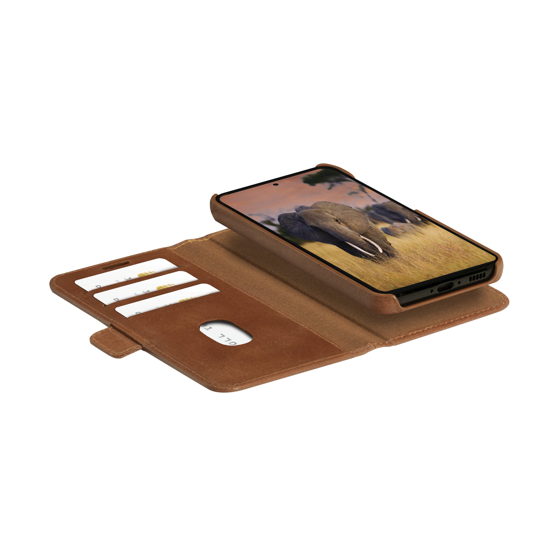 dbramante1928 Lynge Folio – für Samsung Galaxy A55 5G, 3 Kartenfächer, Leder, Tan