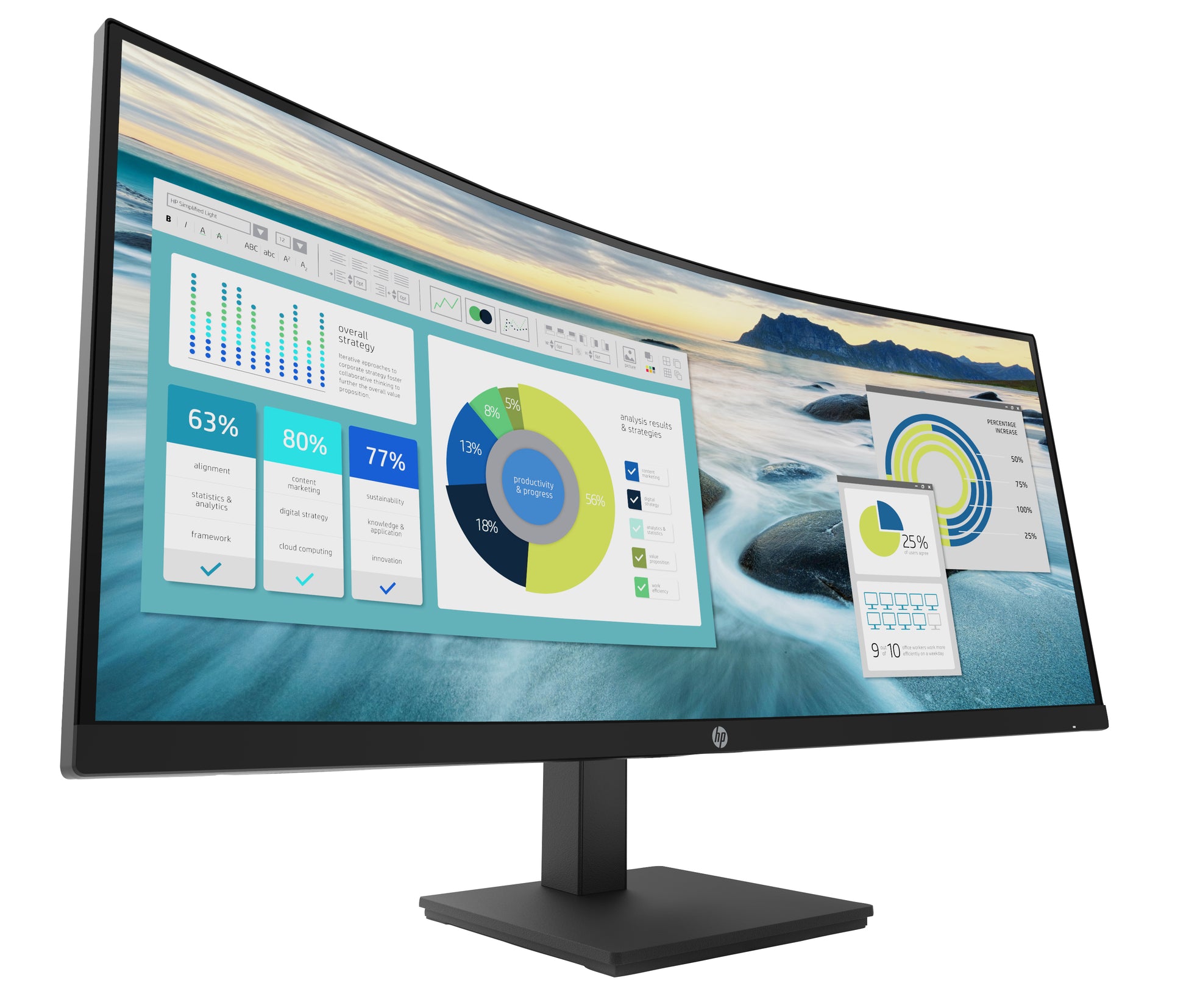 HP P34HC – Monitor, 34", 3440 × 1440, Gebogen, USB-C, HDMI, DisplayPort