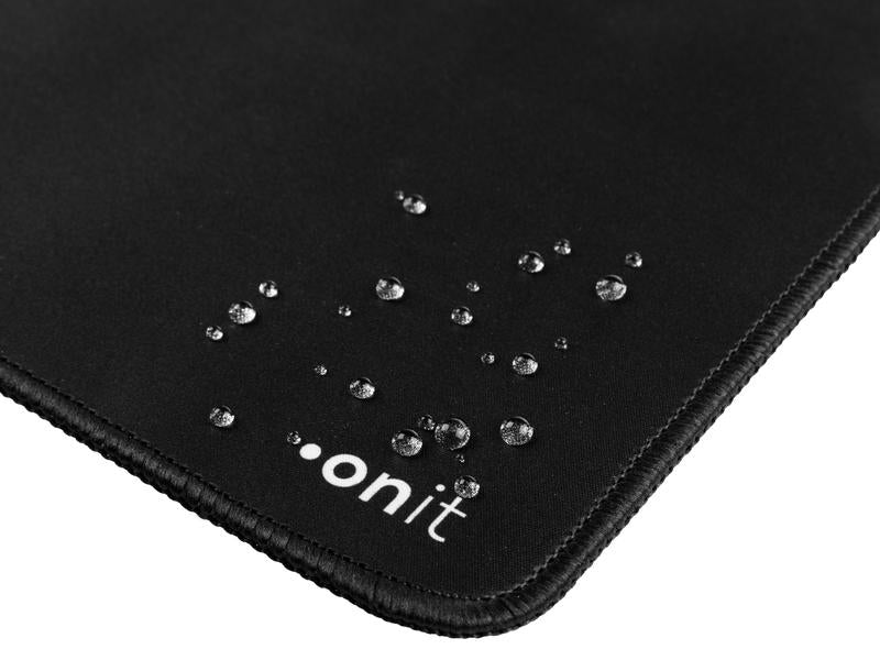 ONIT F01707 – Mauspad – 230 × 200 mm, Gummi/Textil, Schwarz, Gestickte Kanten, Anti-Rutsch-Basis