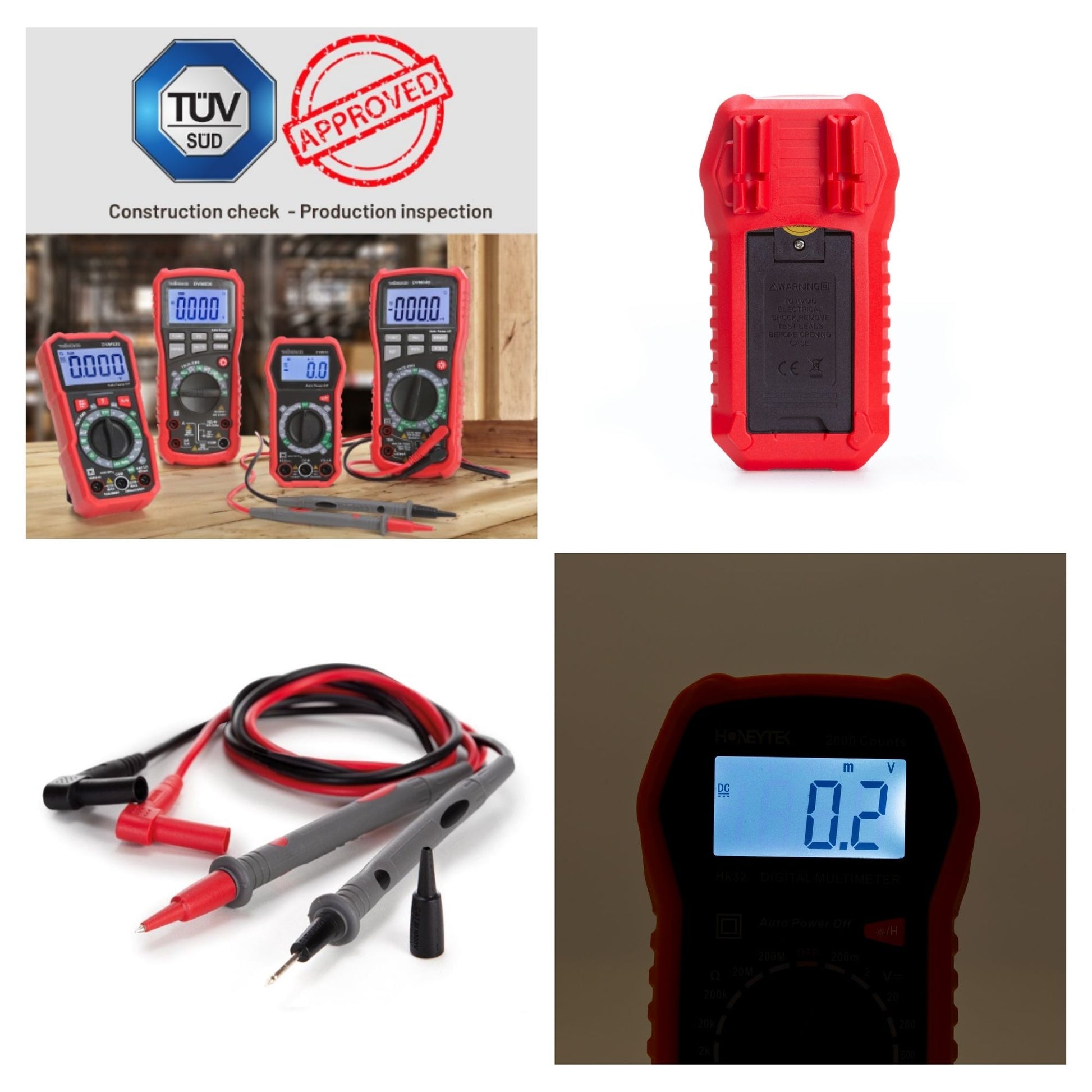 Velleman 469860 – Multimeter – 0,1–600 V AC, CAT III 600 V, Hintergrundbeleuchtung