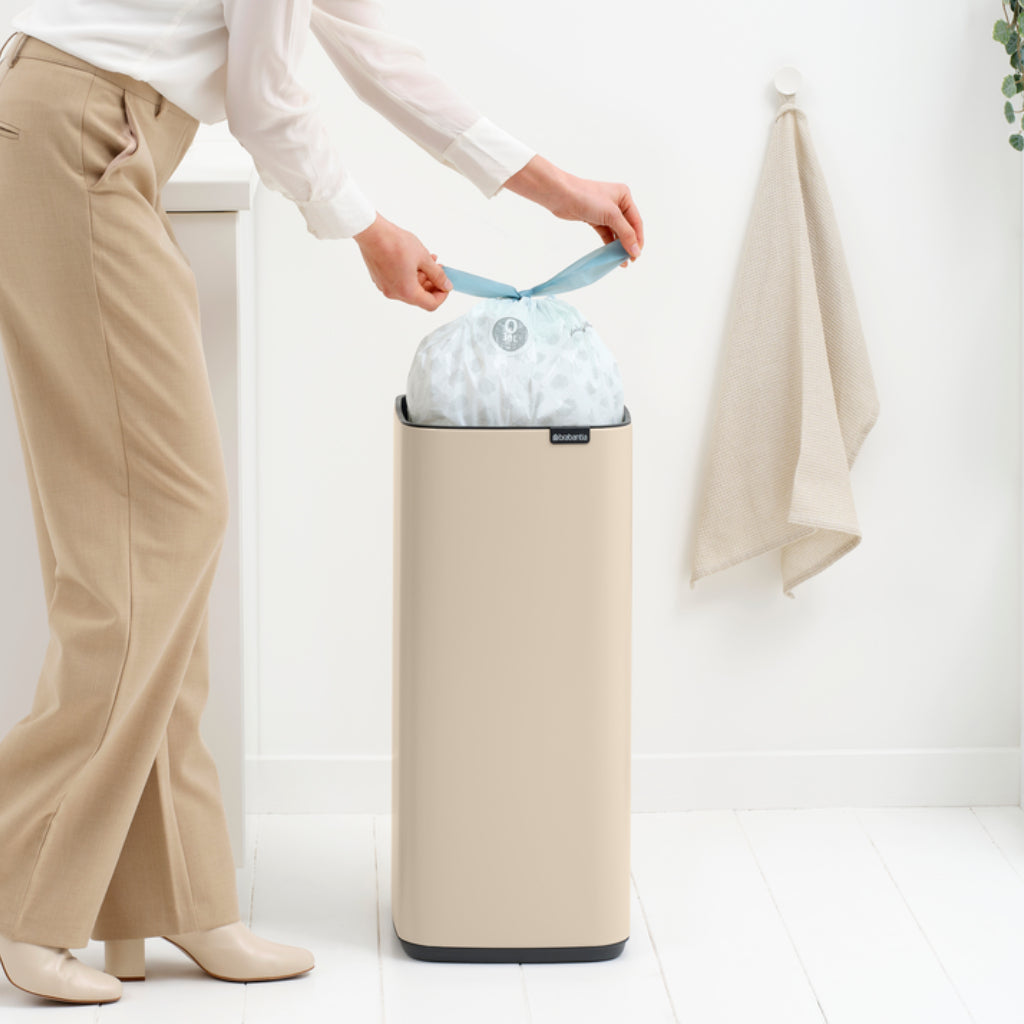 Brabantia Papierkorb – 30 l – Stahl, Beige – B × H 280 × 650 mm