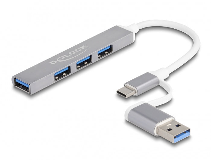 DeLOCK USB-Hub – USB-C, 3× USB-A, 1× USB-A (5 Gbit/s), für Windows/Mac/ChromeOS