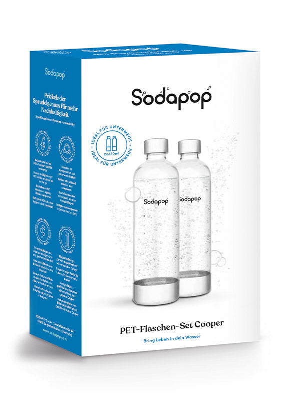 mySodapop Karbonisiererflasche – 850 ml, für Cooper, 2 Stk., PET, Transparent