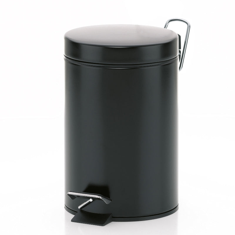 Kela Tisch-Abfallbehälter Monaco – 3 l – mit Deckel – Metall, schwarz – Ø 170 × H 260 mm