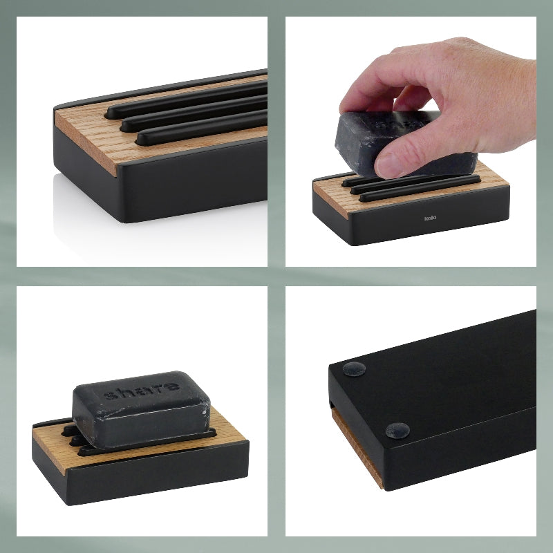 Kela Seifenschale Cube – Polyresin, 7×12×3 cm, Schwarz (rechteckig)