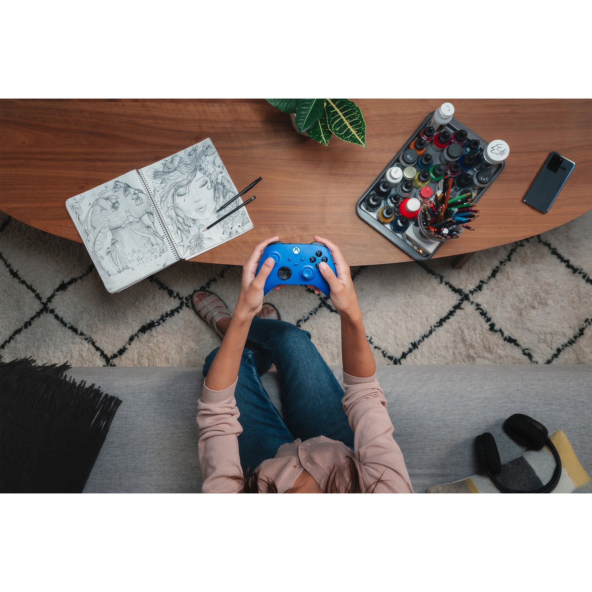 Microsoft Xbox Wireless Controller – Gamepad – USB + Bluetooth, Reflex-Vibration, für Xbox, PC & Android, Blau