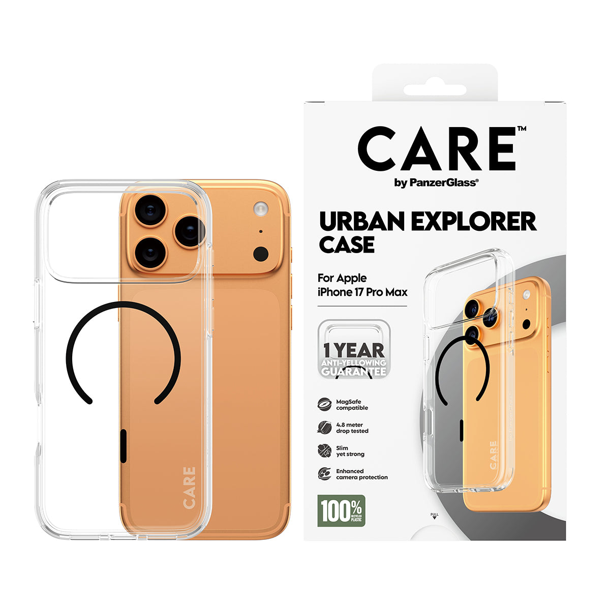 PanzerGlass Backcover – für Apple iPhone 17 Pro Max – transparent/schwarz – MagSafe kompatibel