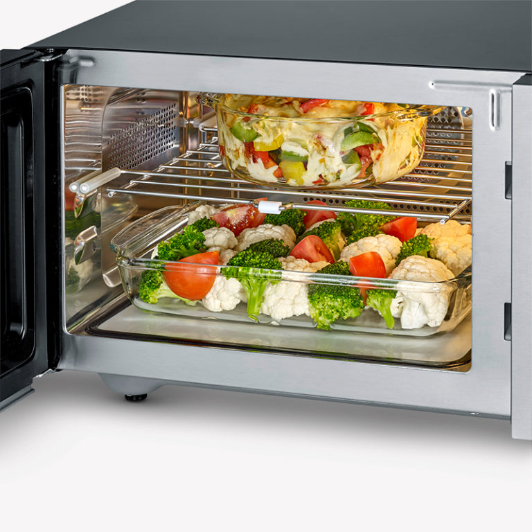 Severin Kombi-Mikrowelle MW7777 – 25 l, Grill & Heissluft, 900 W – Schwarz/Edelstahl