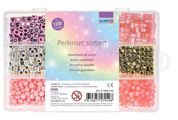 Glorex Perlenset, Buchstaben, Acryl – Mehrfarbig – 1200 Stk.