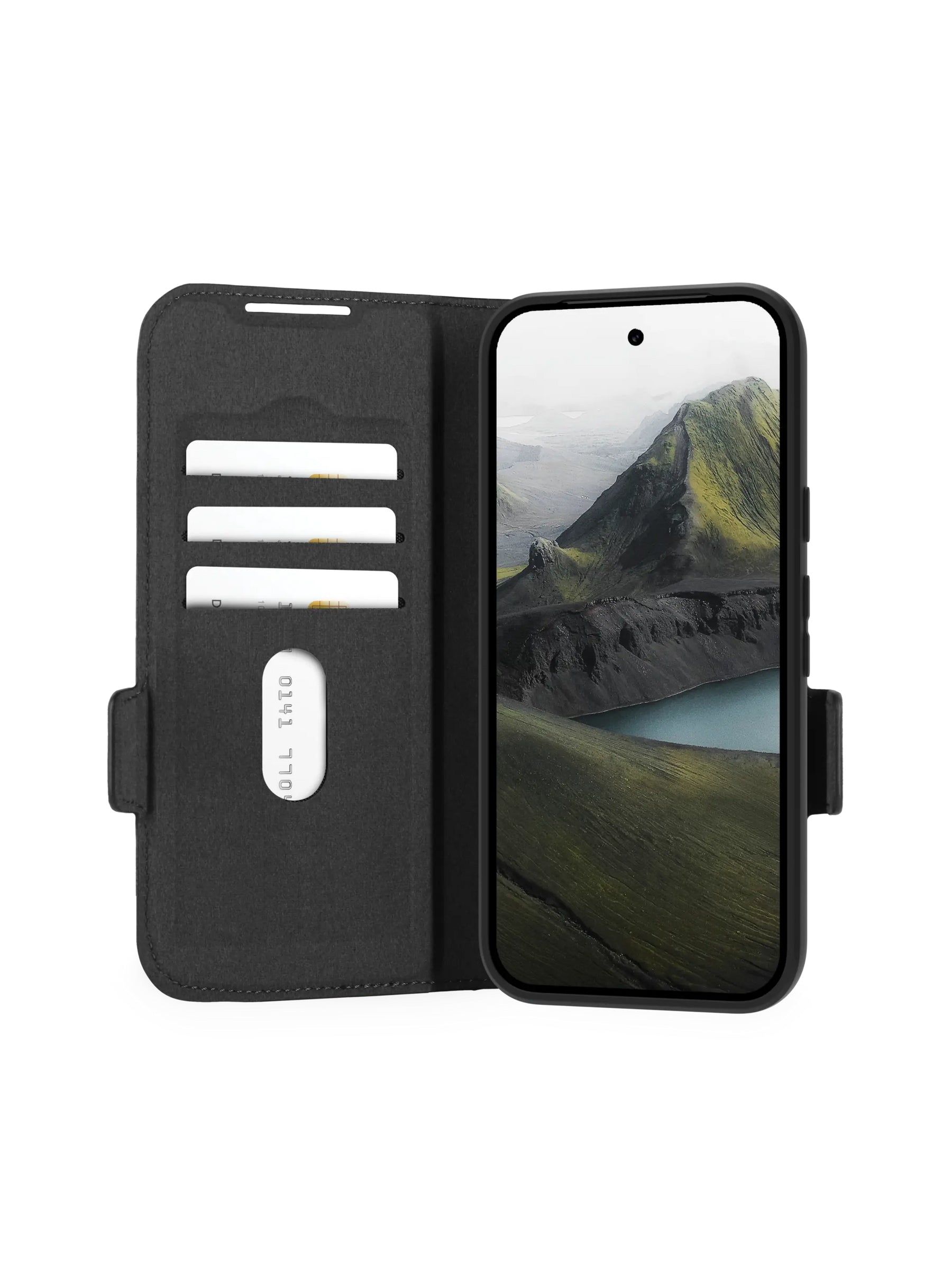 dbramante1928 Oslo Pro Wallethülle – für Google Pixel 9a, 3 Kartenfächer, Leder+Kunststoff, Schwarz