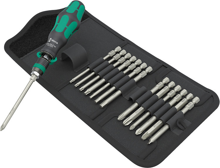 Wera Kraftform Kompakt – Multi-Bit-Schraubenzieher-Set 14-teilig, mit Ratsche, Etui, 838 RA-R M