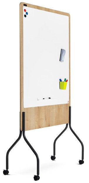 Rocada Whiteboard – 100 × 150 cm, Melamin, magnetisch, Stahlrahmen, mobil, beidseitig