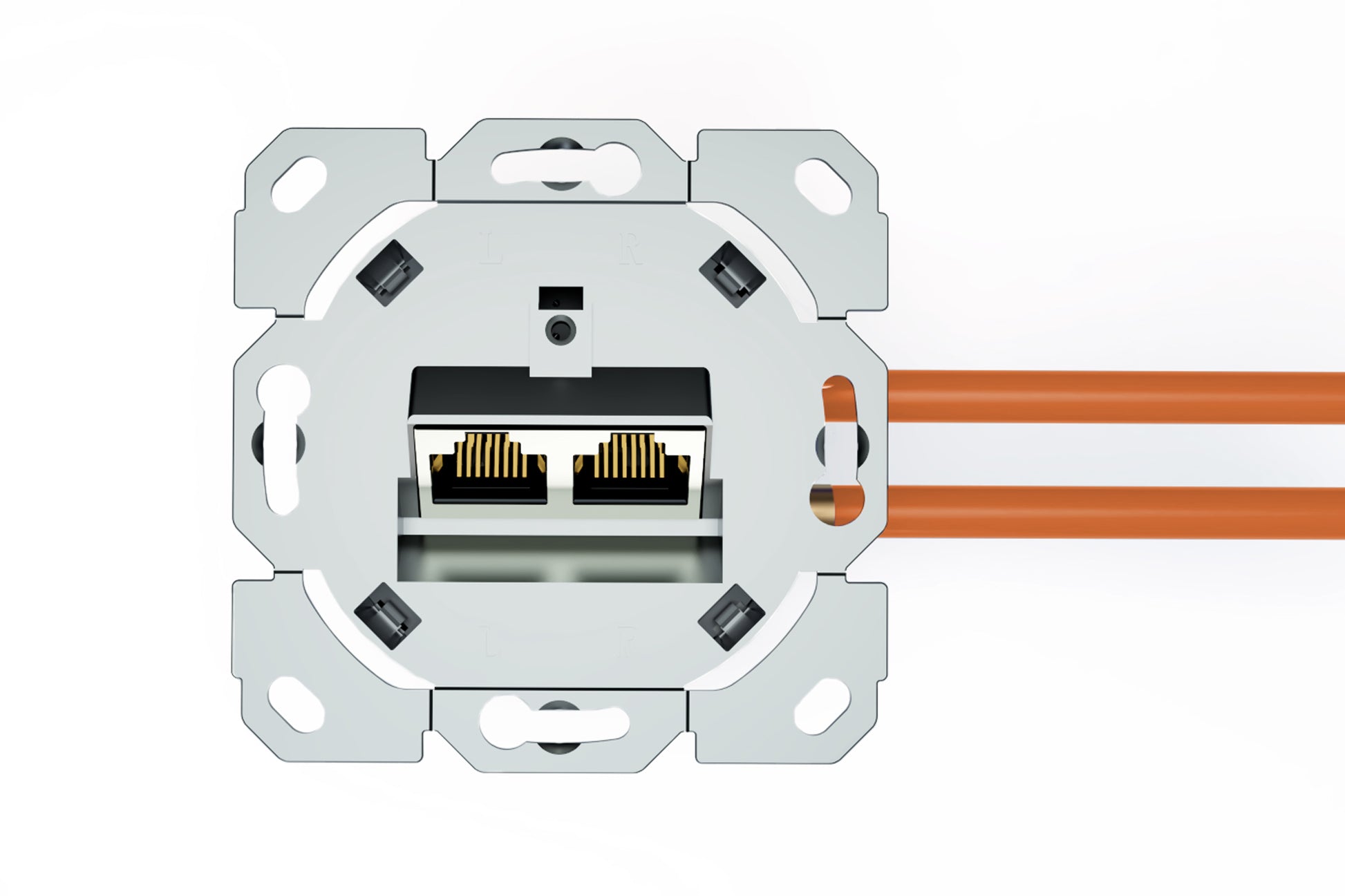 Digitus Netzwerkdose CAT 6A – 2× RJ‑45, Klasse EA, geschirmt, Unterputz, Weiss
