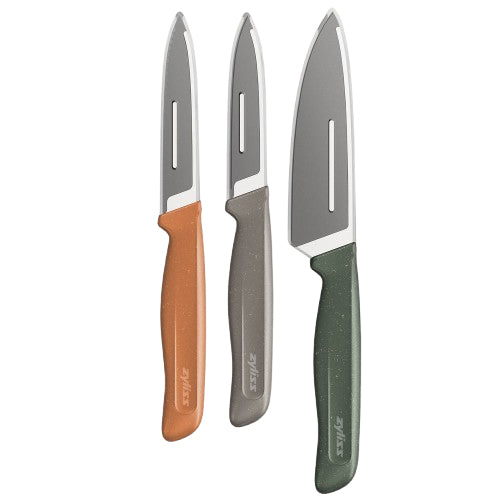Zyliss 3-teiliges Messerset, Edelstahlklingen, Kunststoffgriff, Grün