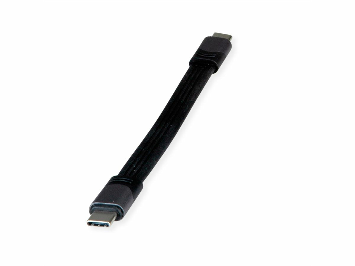 ROLINE USB-C auf USB-C Kabel – USB4 40 Gbit/s – 0,15 m – PD 100 W – 8K/60 – Flachkabel – Schwarz