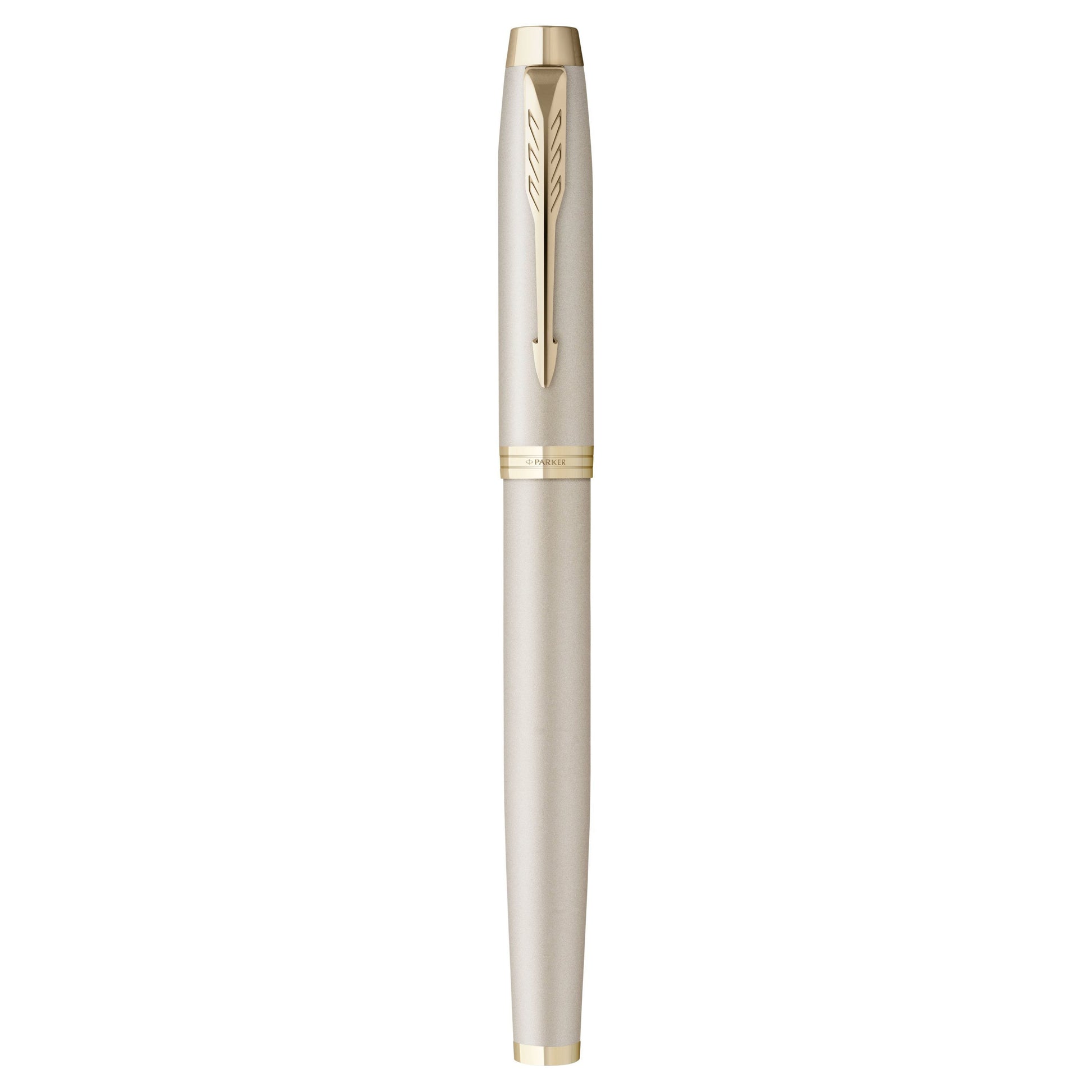 Parker IM Monochrome Champagne – Federspitze M – für Rechts- & Linkshänder – champagner, blau – Patronen