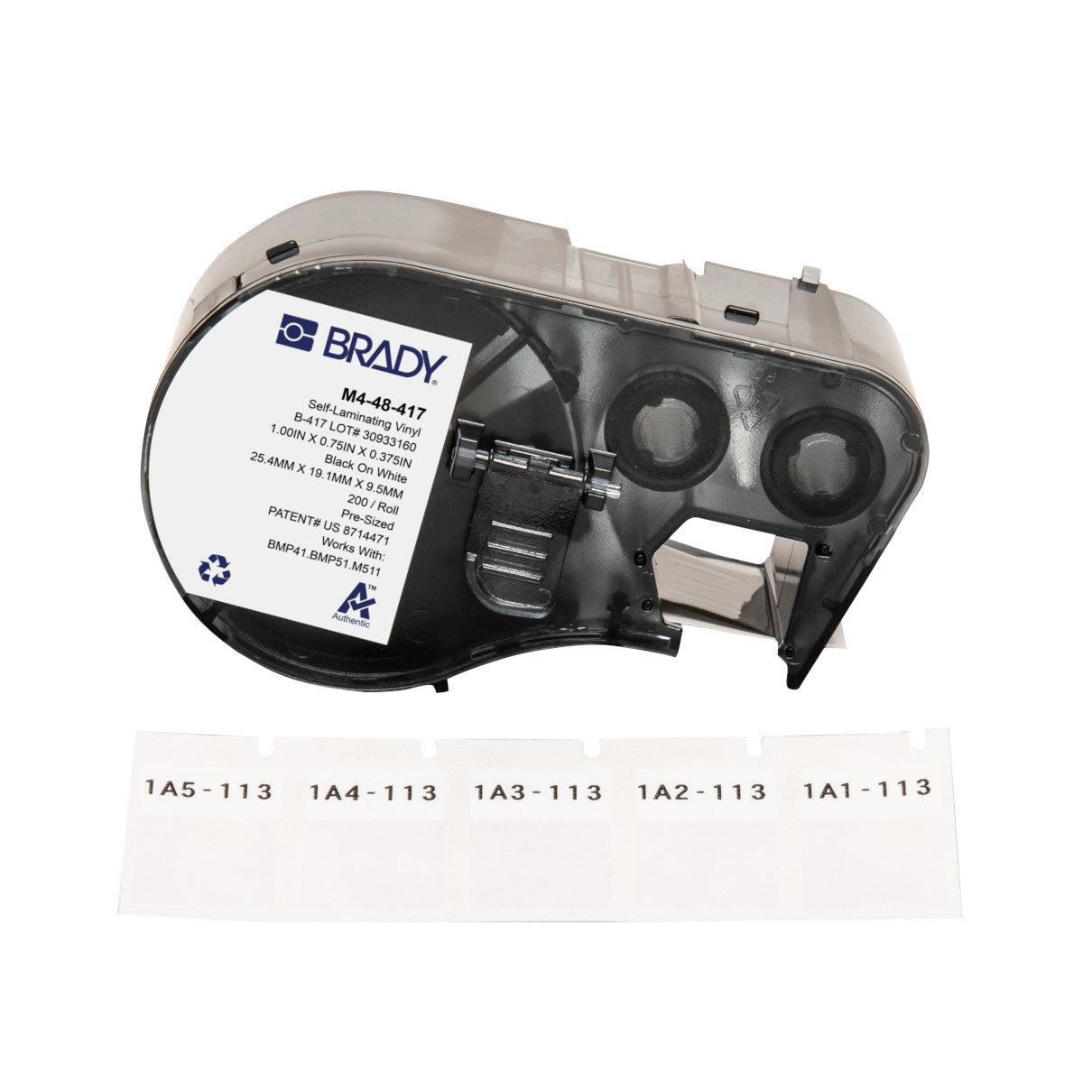 Brady M4-48-417 – Etiketten (Rolle) 19 × 25 mm – Thermotransfer – 200 Etiketten/Rolle – für Brady BMP-Drucker