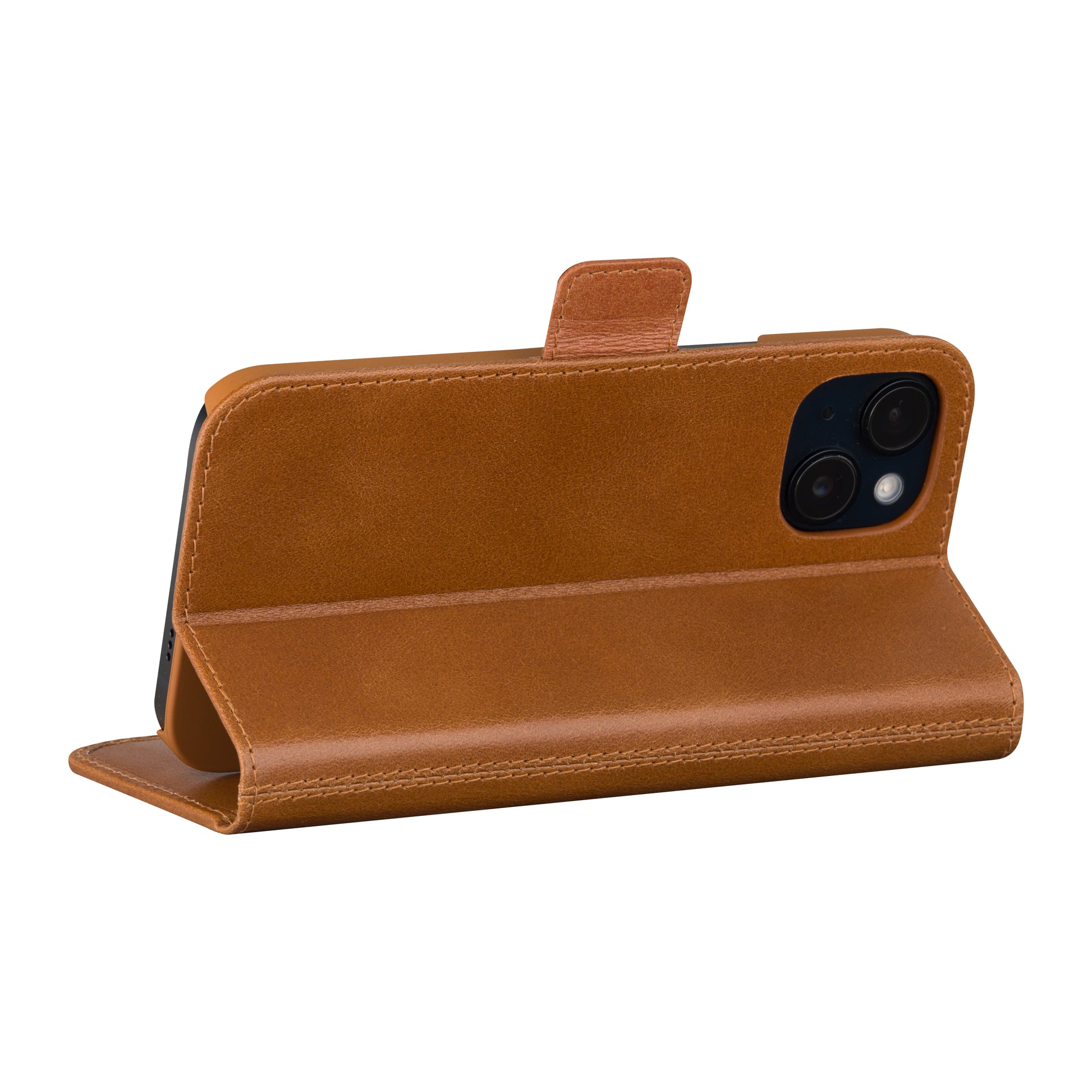 dbramante1928 Folio – für Apple iPhone 15, mit Ständer, 3 Kartenfächer, Leder, Braun