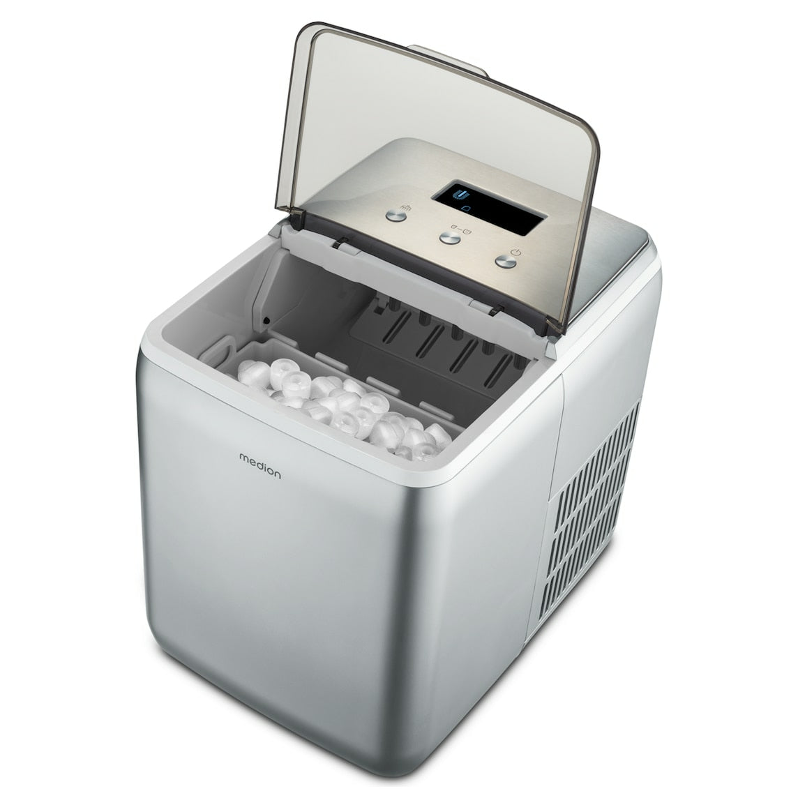MEDION Eiswürfelmaschine MD 11950 – 15 kg/24 h, 2,6 l, grau/edelstahl