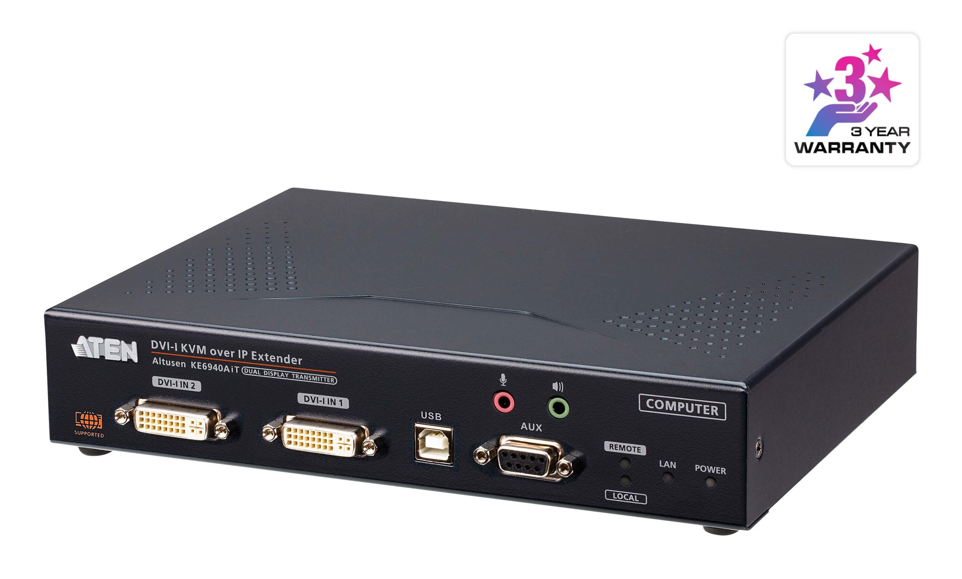 ATEN KE6940AIT – DVI-I Dual-Display KVM over IP Sender, 2× DVI-I, 1920 × 1200@60 Hz, Netzwerk-Failover