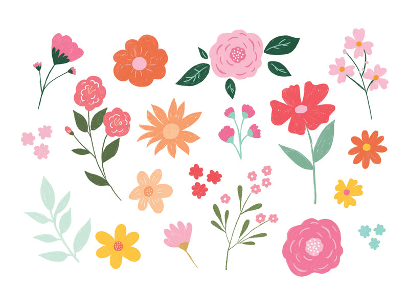 PartyDeco Face-Art Sticker Blumen – mehrfarbig – 190 × 165 mm – 19 Stk