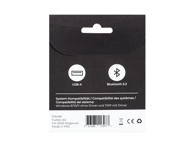 ONIT F01490 USB-Bluetooth-Adapter – Bluetooth 5.3, USB-A, bis 20 m, für Windows 10/11/8.1 – Schwarz/Grau