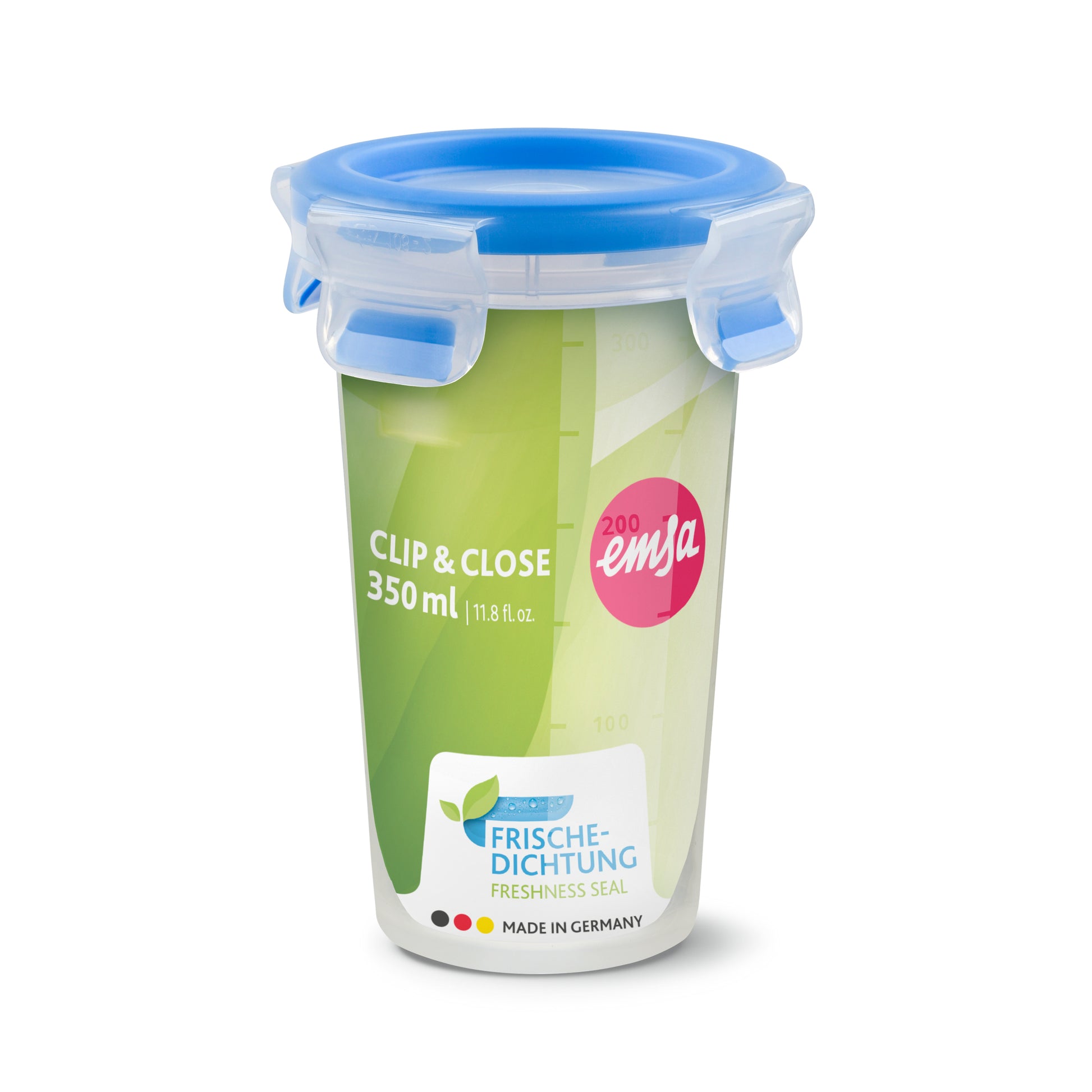 EMSA Vorratsdose 350 ml, 10 × 10 × 13,4 cm, Polypropylen (PP), transparent/blau