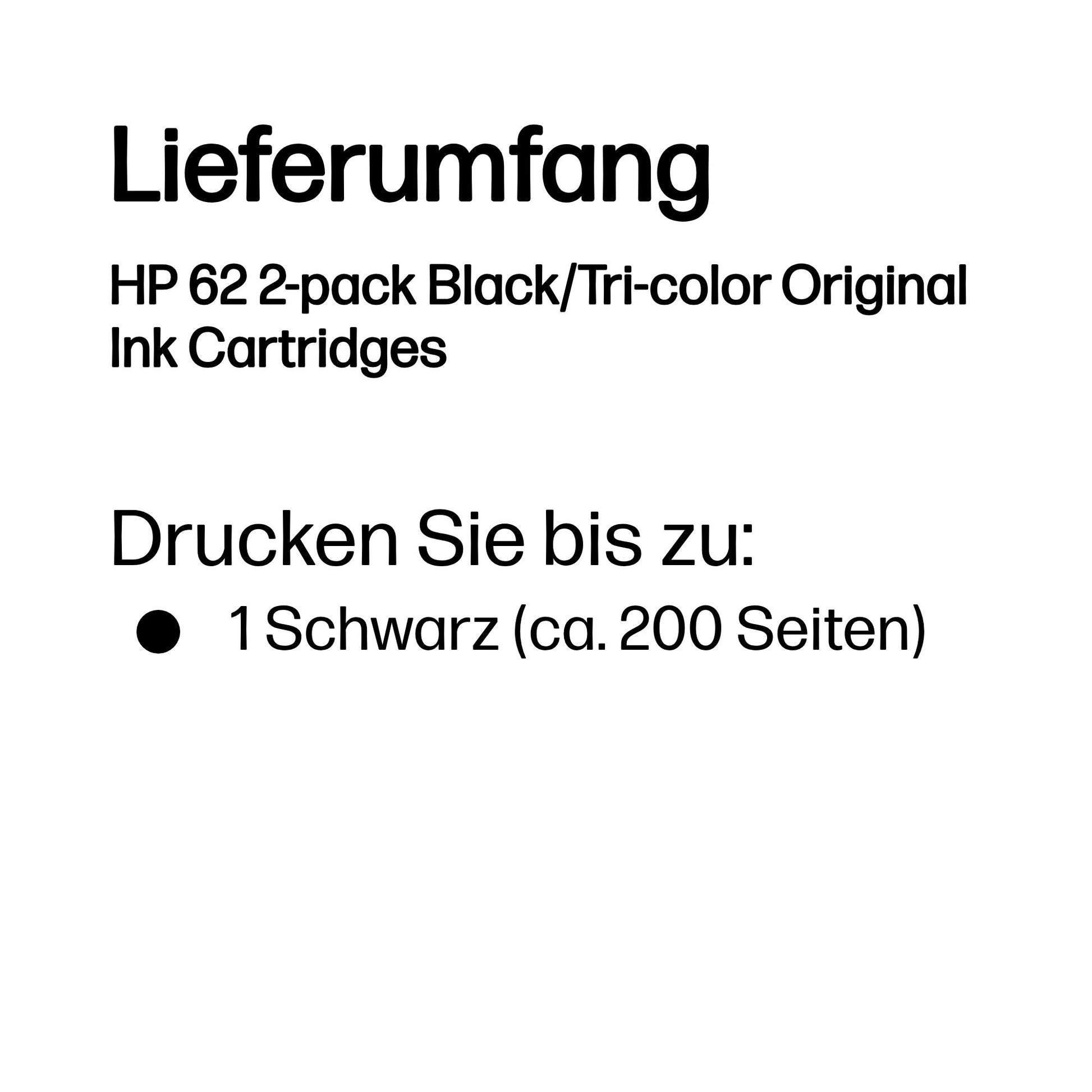 HP 62 Tintenpatronen-Multipack, Schwarz/Dreifarbig (Original) – für Envy, OfficeJet