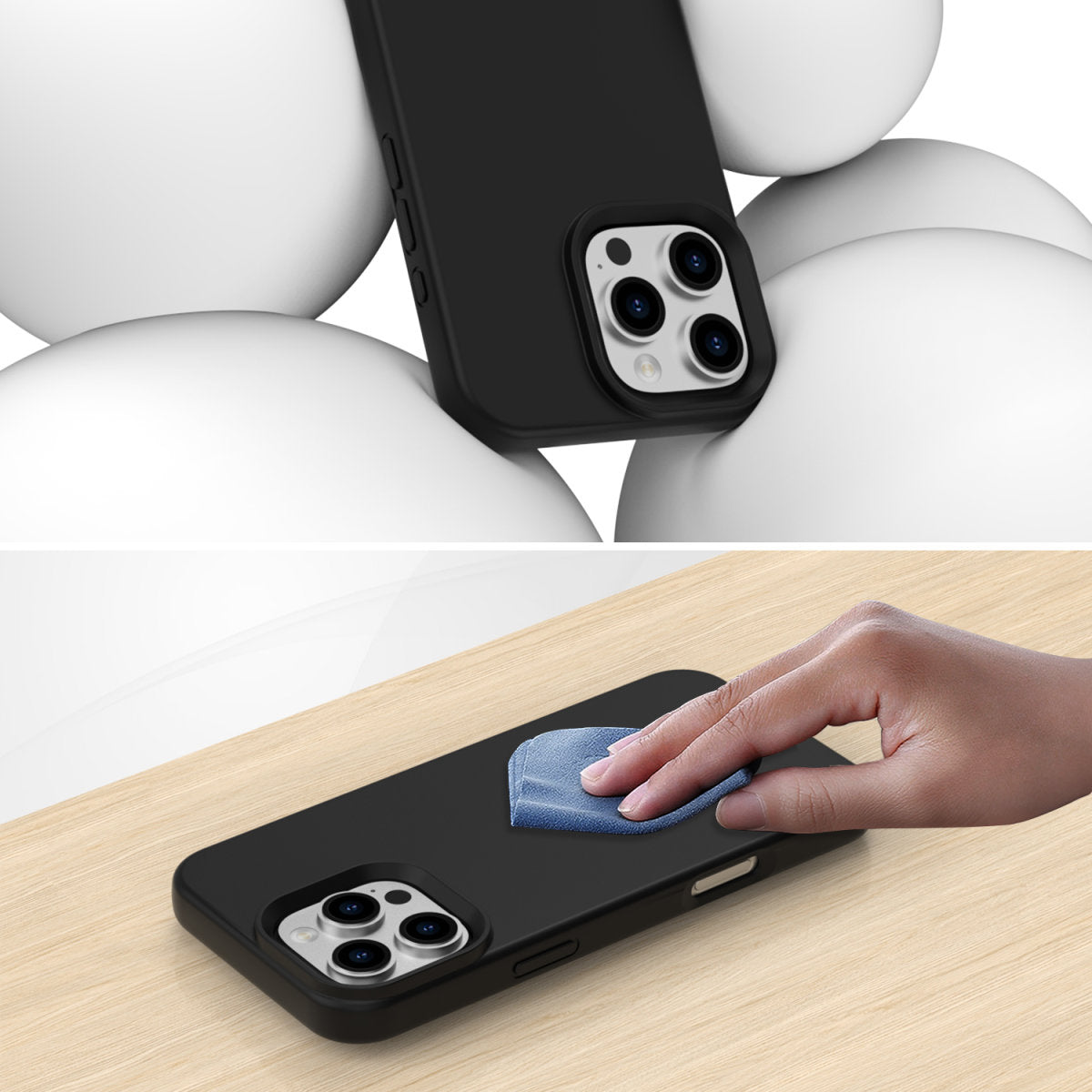 4smarts Backcover – für Apple iPhone 16 Pro – MagSafe, Mikrofaser + Silikon, schwarz