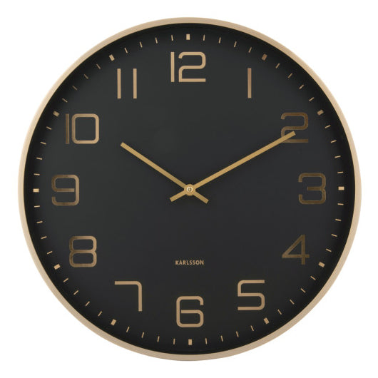 Karlsson Wanduhr Elegance Glow – Ø 40 cm, schwarz, Aluminium