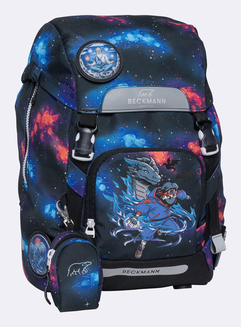 Beckmann Classic Schulrucksack – Ninja Elements – 24,0×37,0×25,0 cm – aus recycelten PET-Flaschen hergestellt